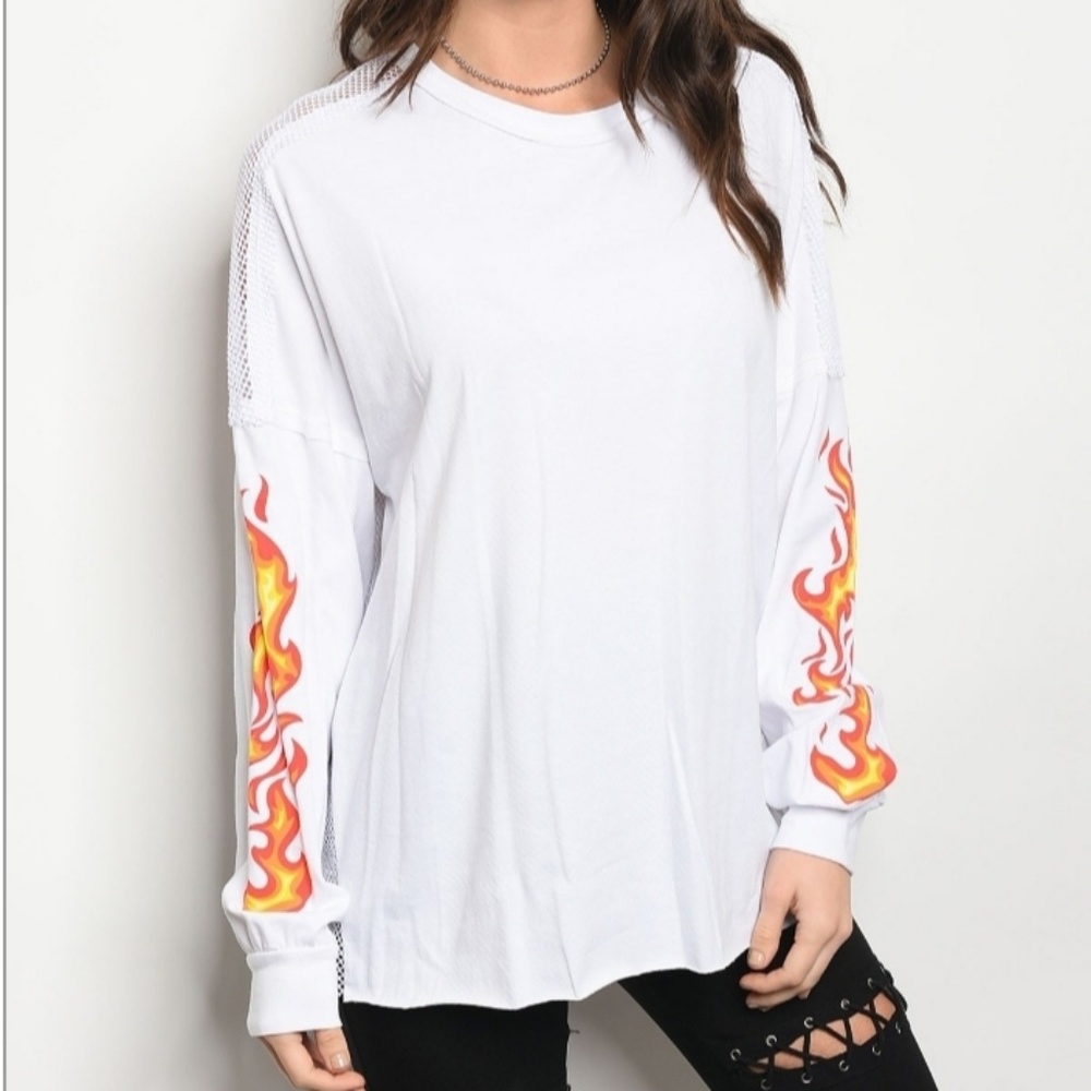 Mesh back Long sleeve Flame shirt
